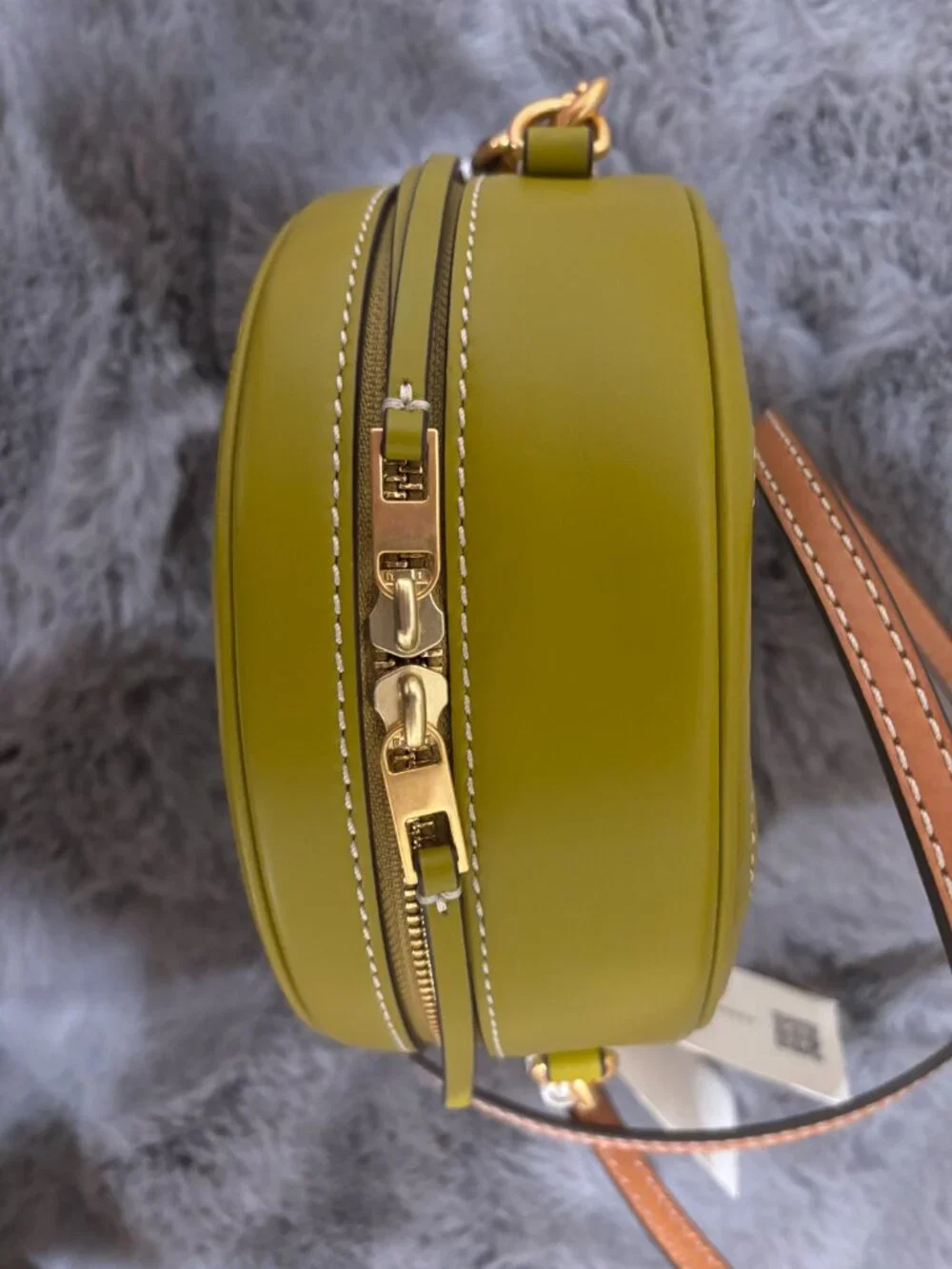 NEW Tory Burch Circle Crossbody Bag Moon T Monogram Leather Lime Olive Green